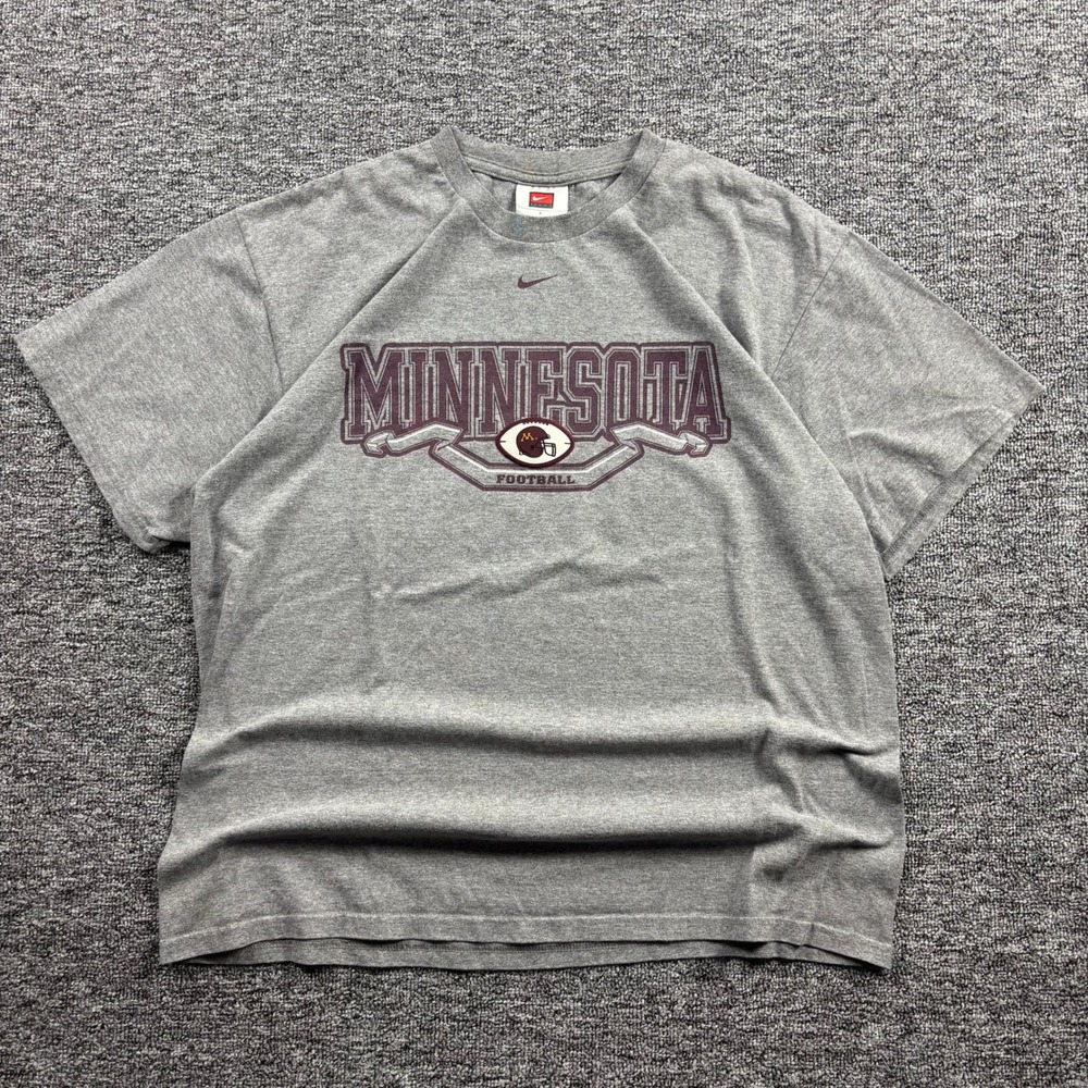 Y2K Nike Center Swoosh Minnesota Golden Gophers Big Ten T-Shirt Grey Men's Large
